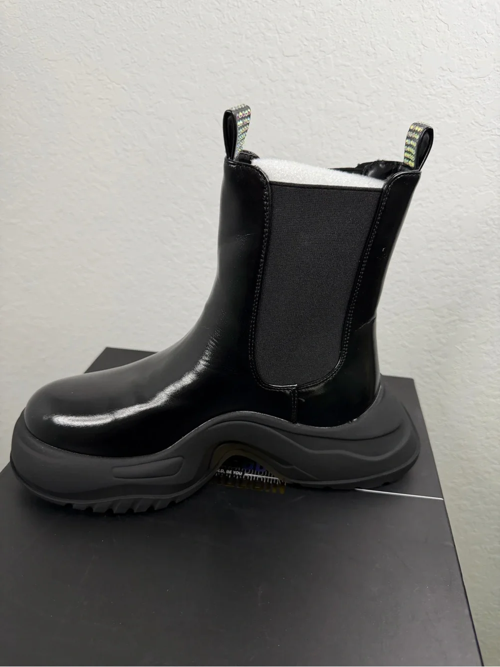 Cape Robbin Black Rhinestone Chelsea Platform Ankle Boots Size 10 NIB
